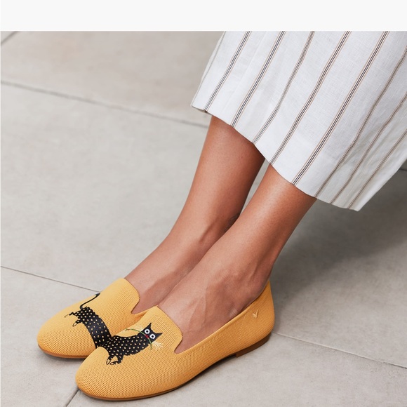 VIVAIA Audrey Yellow Cat Embroidered Loafers (8) - Picture 2 of 8